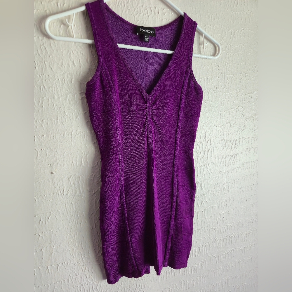 Bebe Purple Sheath Dress V-Neck Sleeveless Cocktail